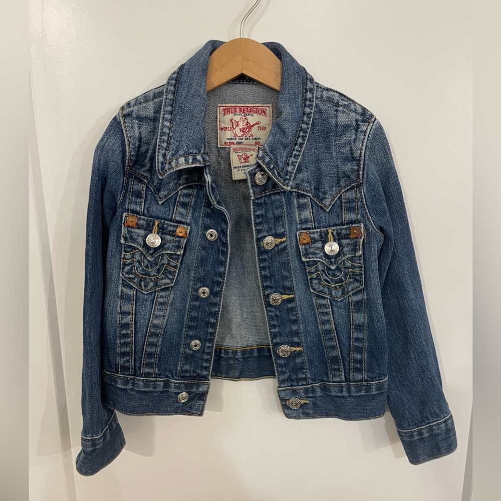 True Religion Denim Jean Jimmy Jacket Medium Wash Children’s XS Button Closure